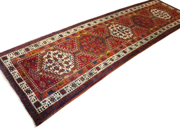 Perser Teppich Orientteppich Heris handgeknüpft antik Läufer 358x105cm