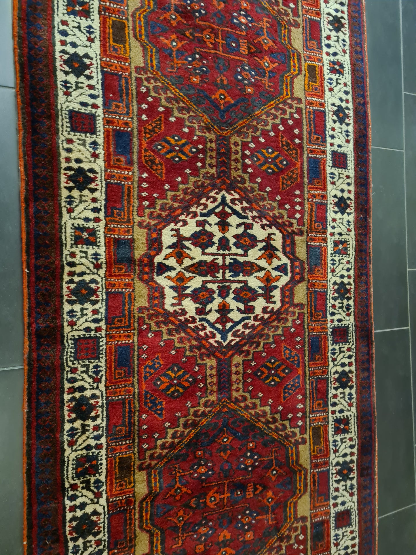 Perser Teppich Orientteppich Heris handgeknüpft antik Läufer 358x105cm