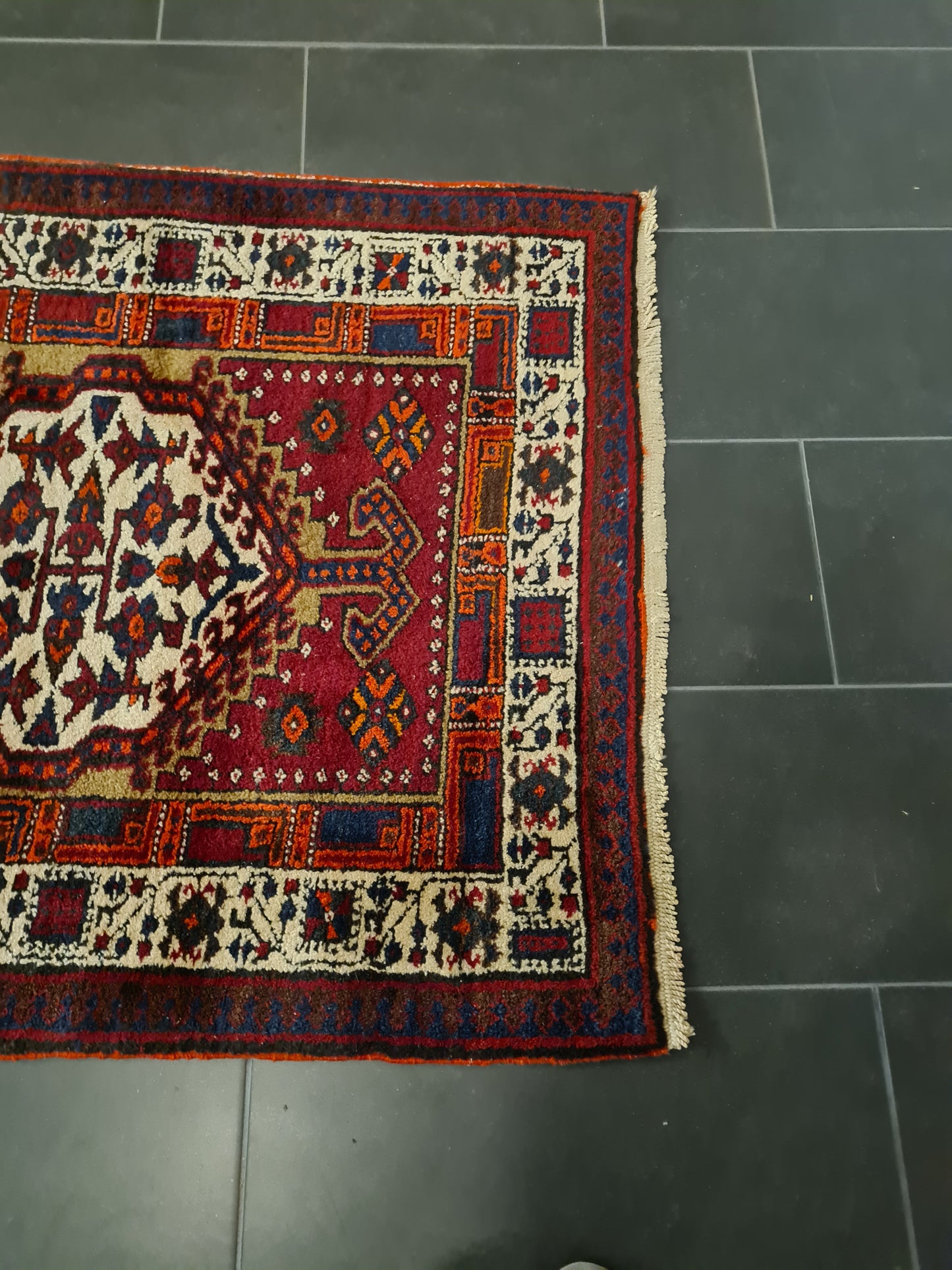 Perser Teppich Orientteppich Heris handgeknüpft antik Läufer 358x105cm