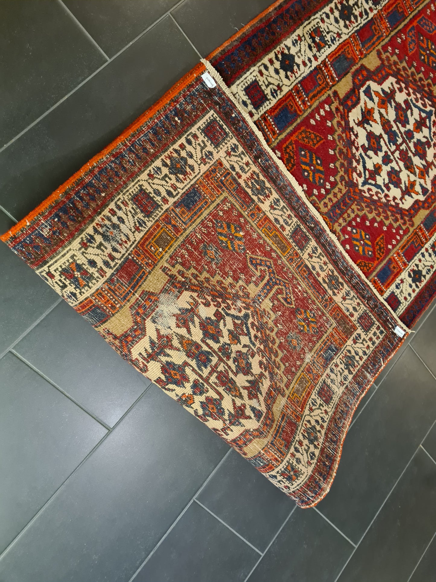 Perser Teppich Orientteppich Heris handgeknüpft antik Läufer 358x105cm