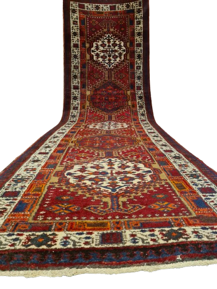 Perser Teppich Orientteppich Heris handgeknüpft antik Läufer 358x105cm