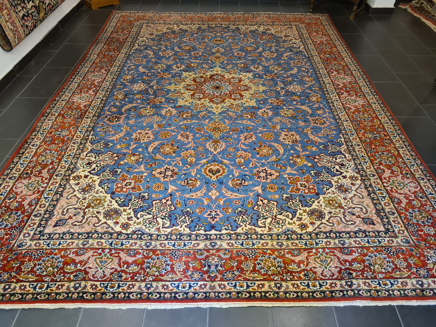 Perserteppich Orientteppich Handgeknüpfter Isfahan Palast Teppich 415x300cm