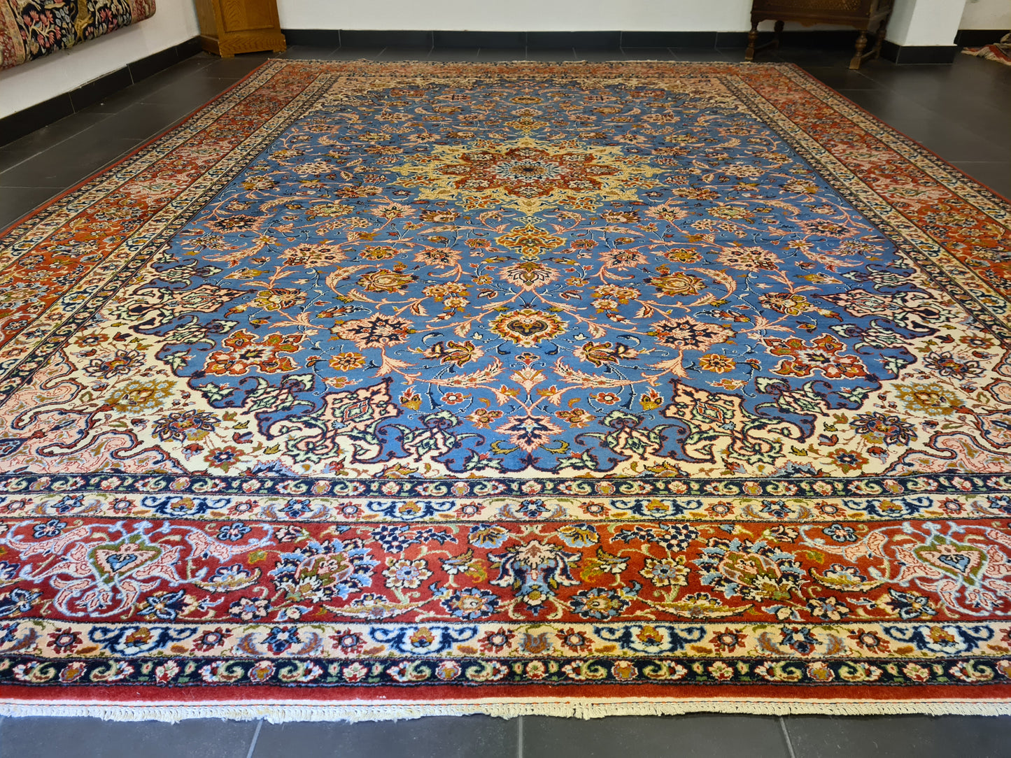 Perserteppich Orientteppich Handgeknüpfter Isfahan Palast Teppich 415x300cm