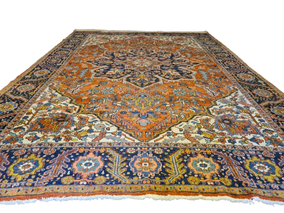 Perserteppich Orientteppich Heris Handgeknüpfter antiker Teppich 377x260cm