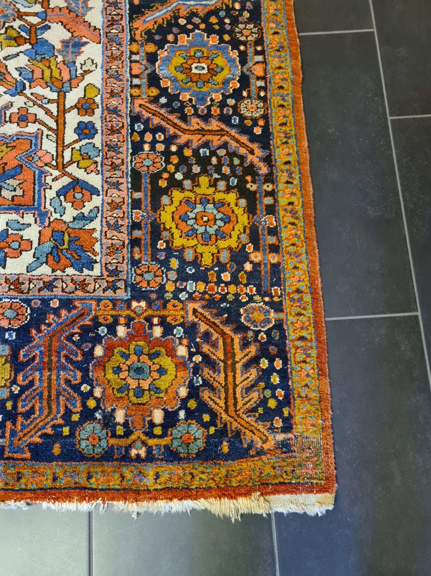 Perserteppich Orientteppich Heris Handgeknüpfter antiker Teppich 377x260cm