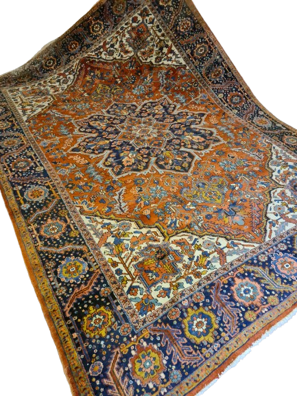 Perserteppich Orientteppich Heris Handgeknüpfter antiker Teppich 377x260cm