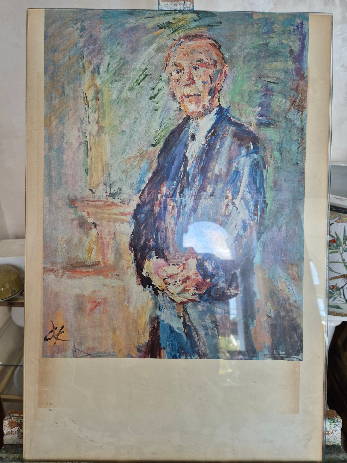 Grafik Oskar Kokoschka Porträt von Konrad Adenauer 40x60 cm