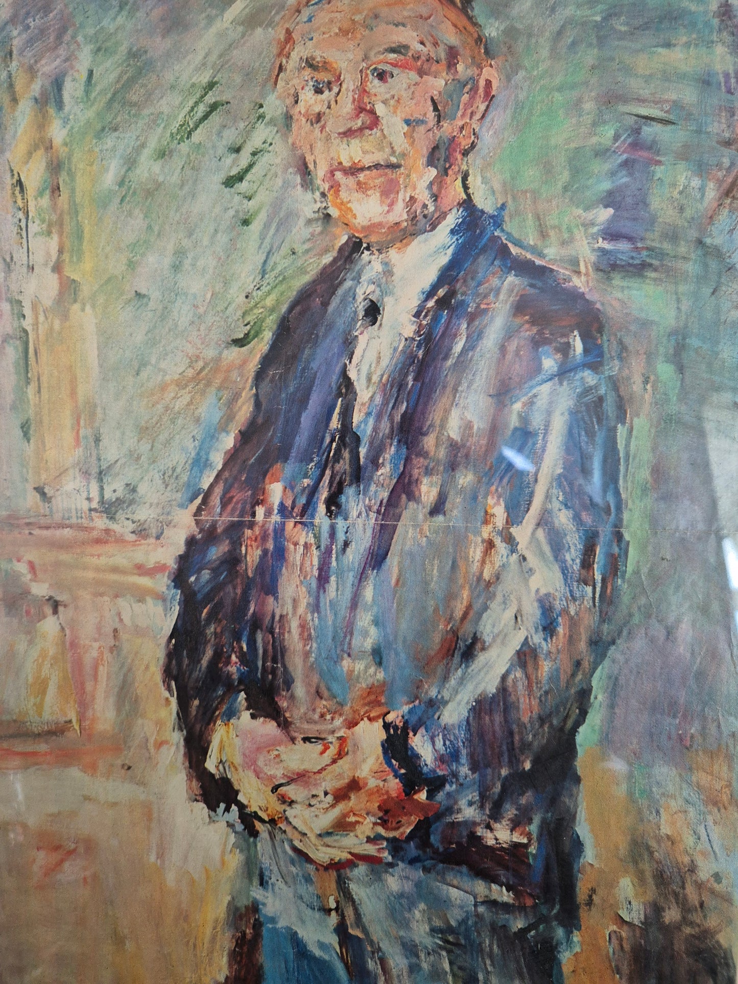 Grafik Oskar Kokoschka Porträt von Konrad Adenauer 40x60 cm