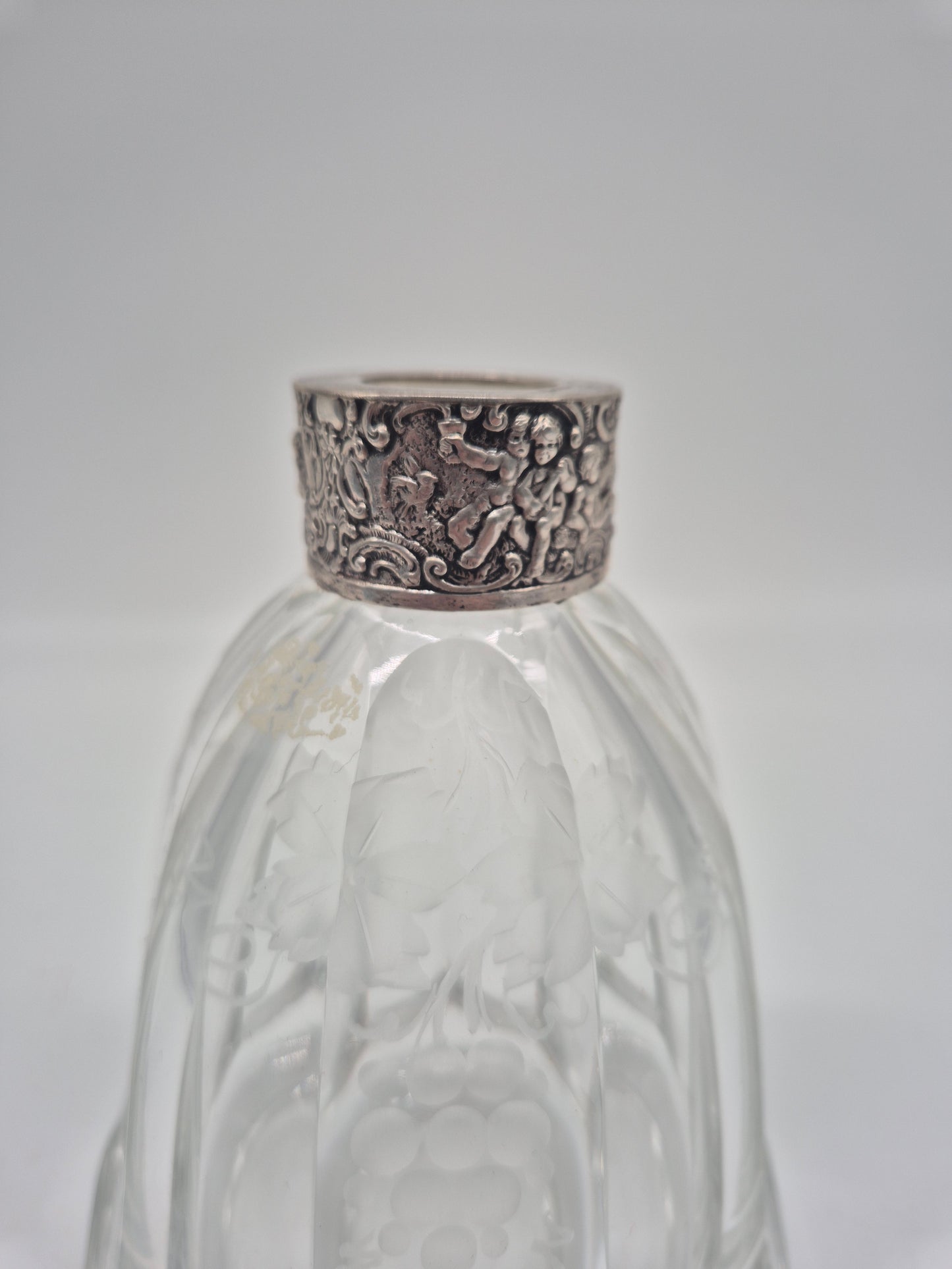 Deutsche Meistermarke 830er Silber Kristallflasche Blumenvase