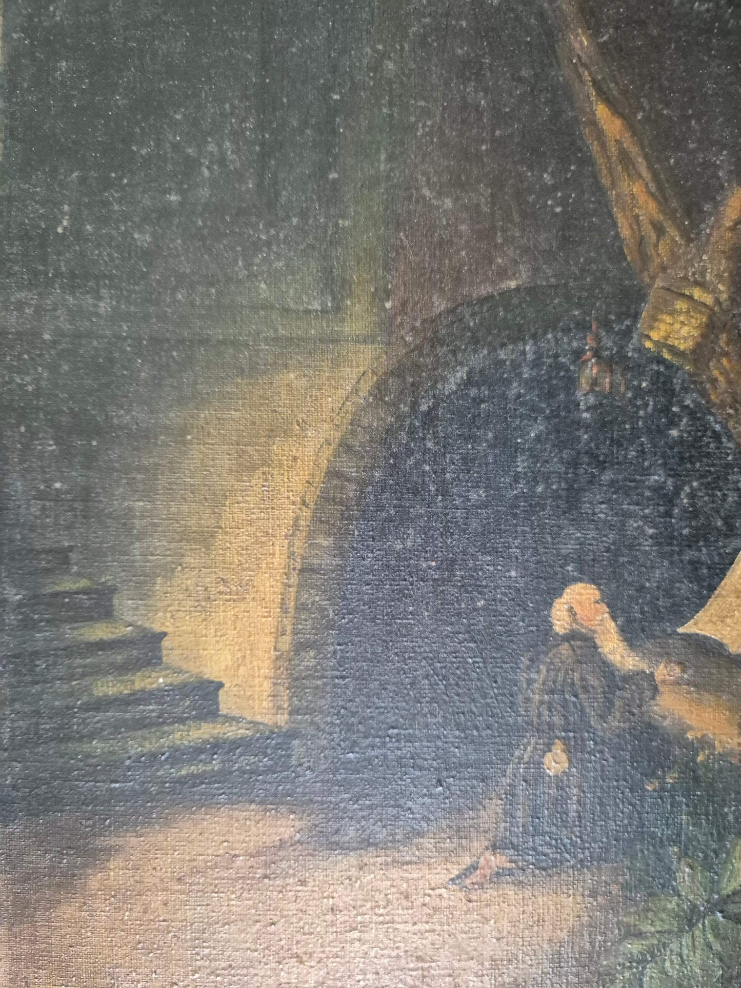 Ölgemälde Handsigniert 20 Century büßender Mönch Gebet 44x52,5 cm