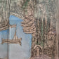 Original Farblithographie Bild Orientalische Flusslandschaft Handsigniert