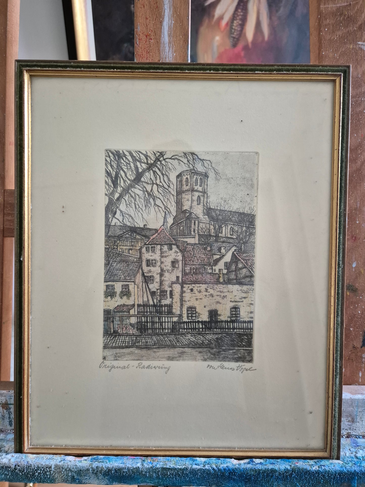 Original Farbradierung Münster Heinz Vogel (1897–1977) 27,5x33,5 cm