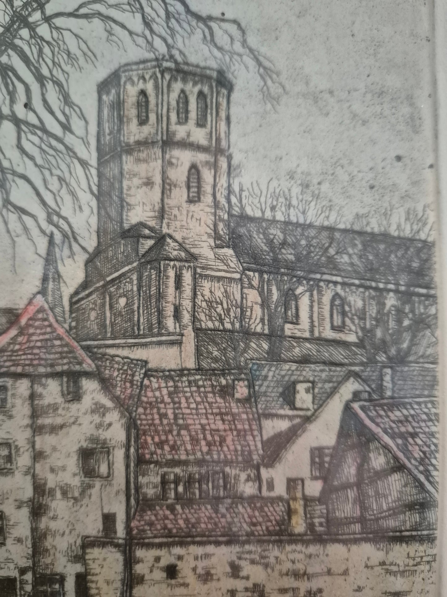 Original Farbradierung Münster Heinz Vogel (1897–1977) 27,5x33,5 cm