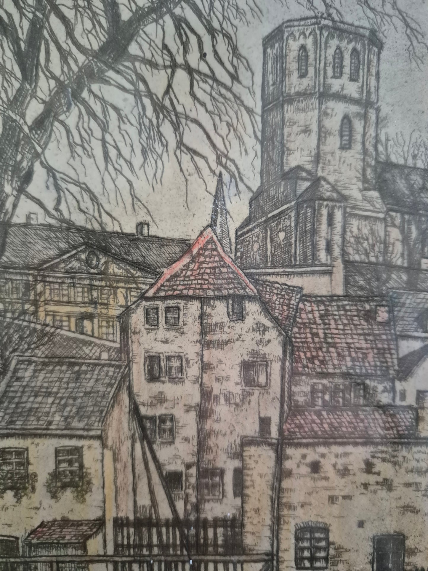 Original Farbradierung Münster Heinz Vogel (1897–1977) 27,5x33,5 cm