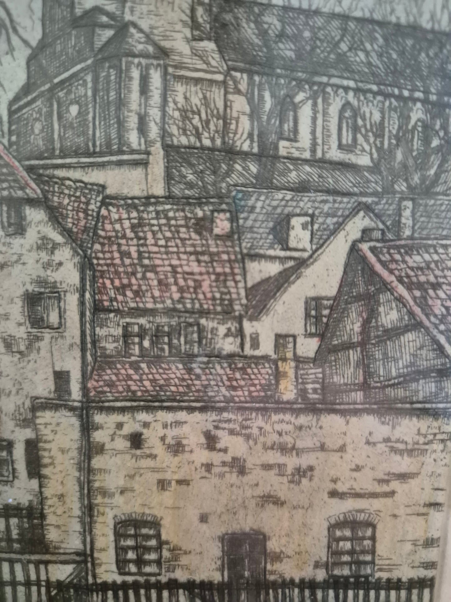 Original Farbradierung Münster Heinz Vogel (1897–1977) 27,5x33,5 cm