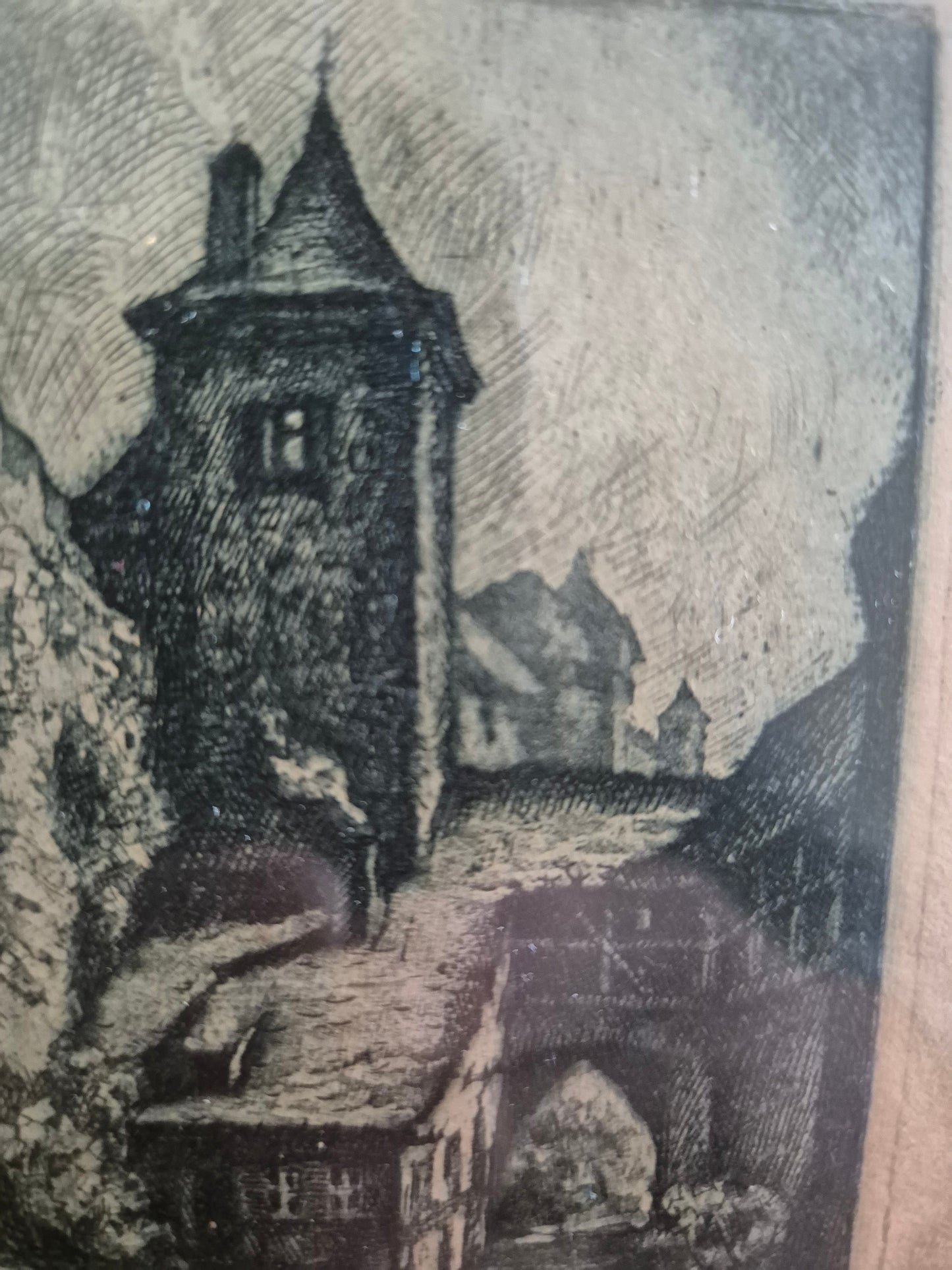 Original Radierung Kobolzeller Kirche Stadtbilder Handsigniert 16x21,5 cm