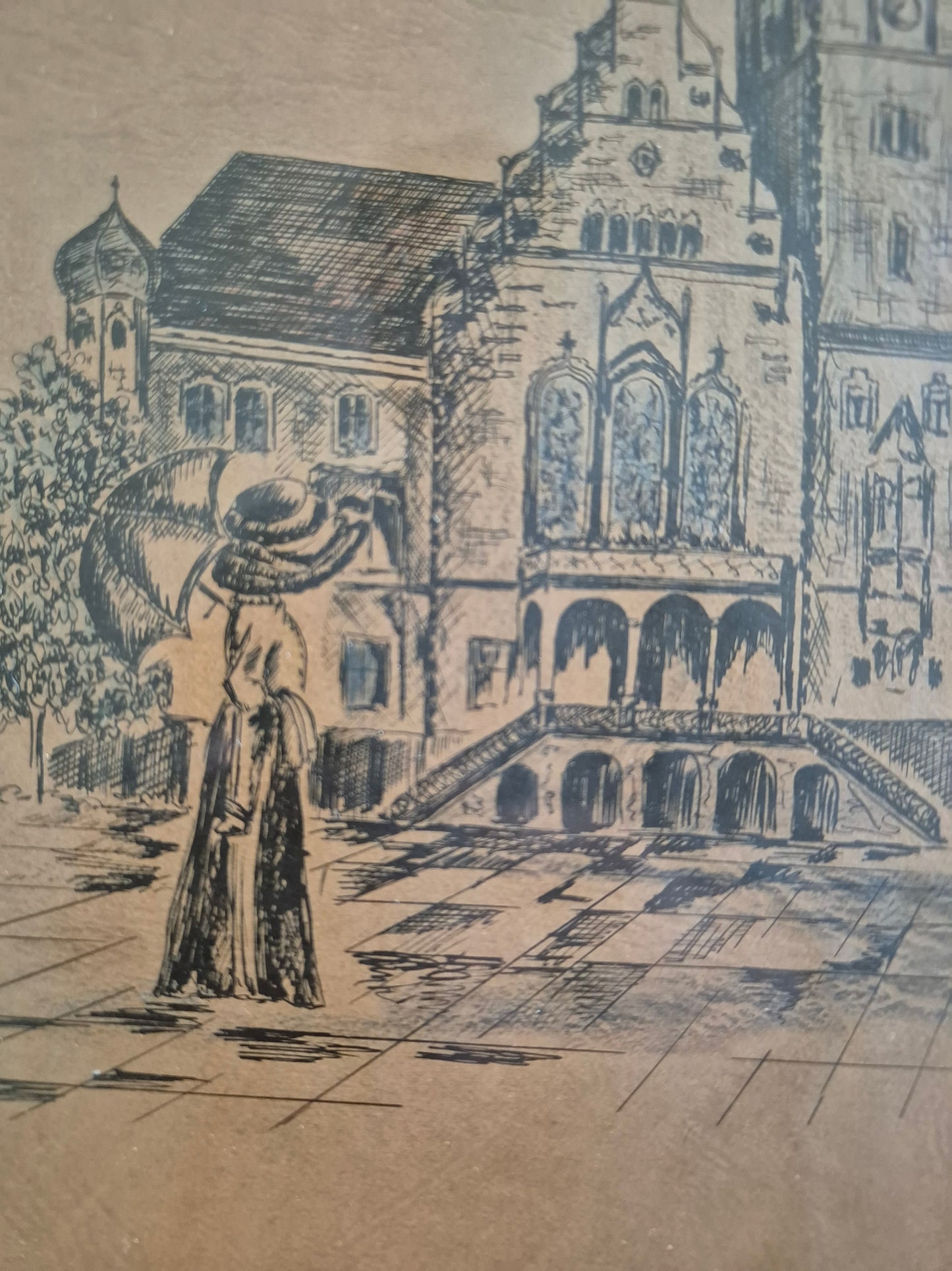 Lithographie Handsigniert N. Vogl (XX) Rathaus Rheydt 1978 22,5x32cm