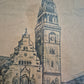 Lithographie Handsigniert N. Vogl (XX) Rathaus Rheydt 1978 22,5x32cm