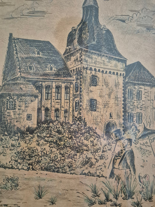 Schloss Liedberg Lithographie Handsigniert N. Vogl 22,5x32,5cm