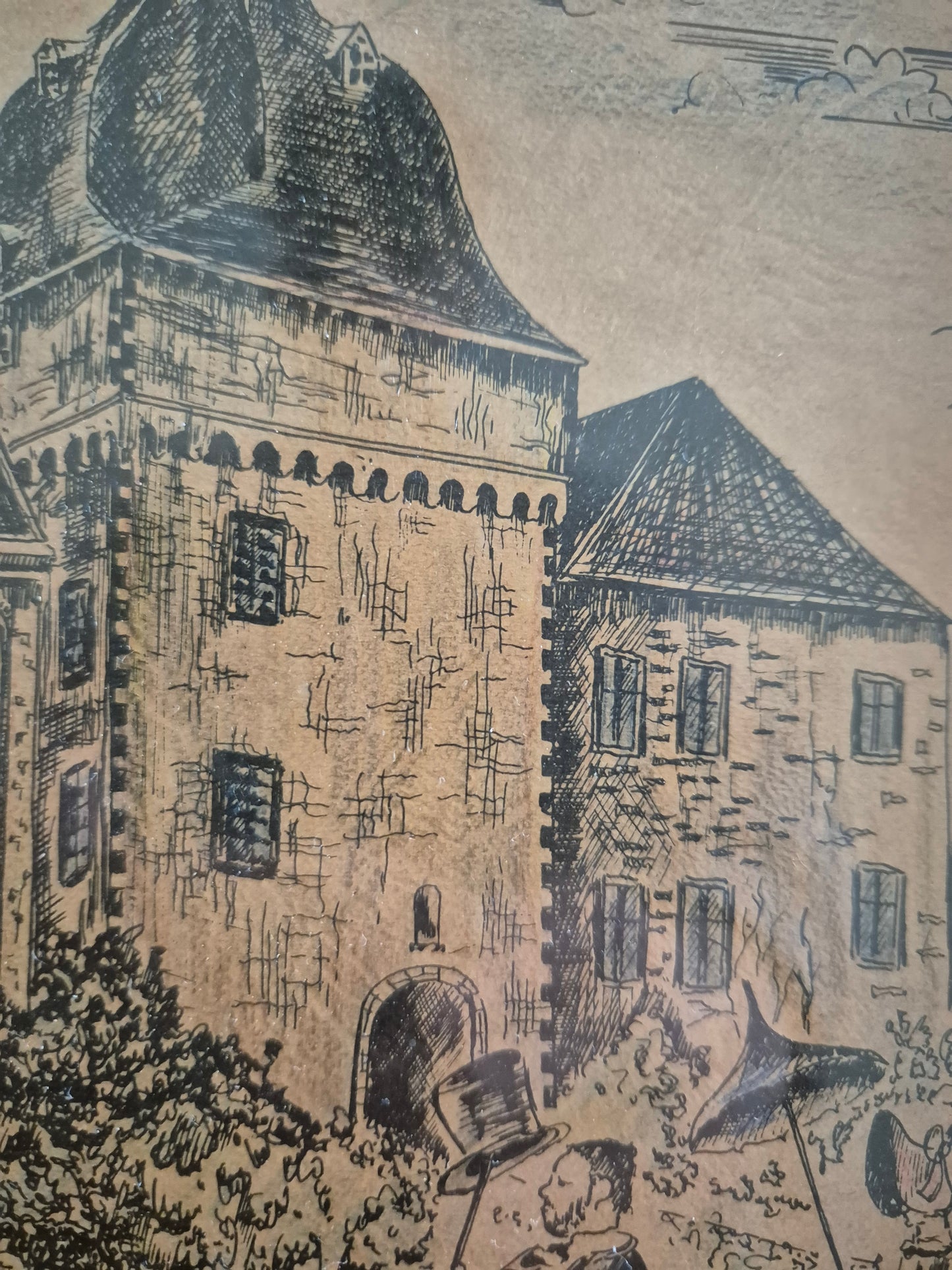 Schloss Liedberg Lithographie Handsigniert N. Vogl 22,5x32,5cm