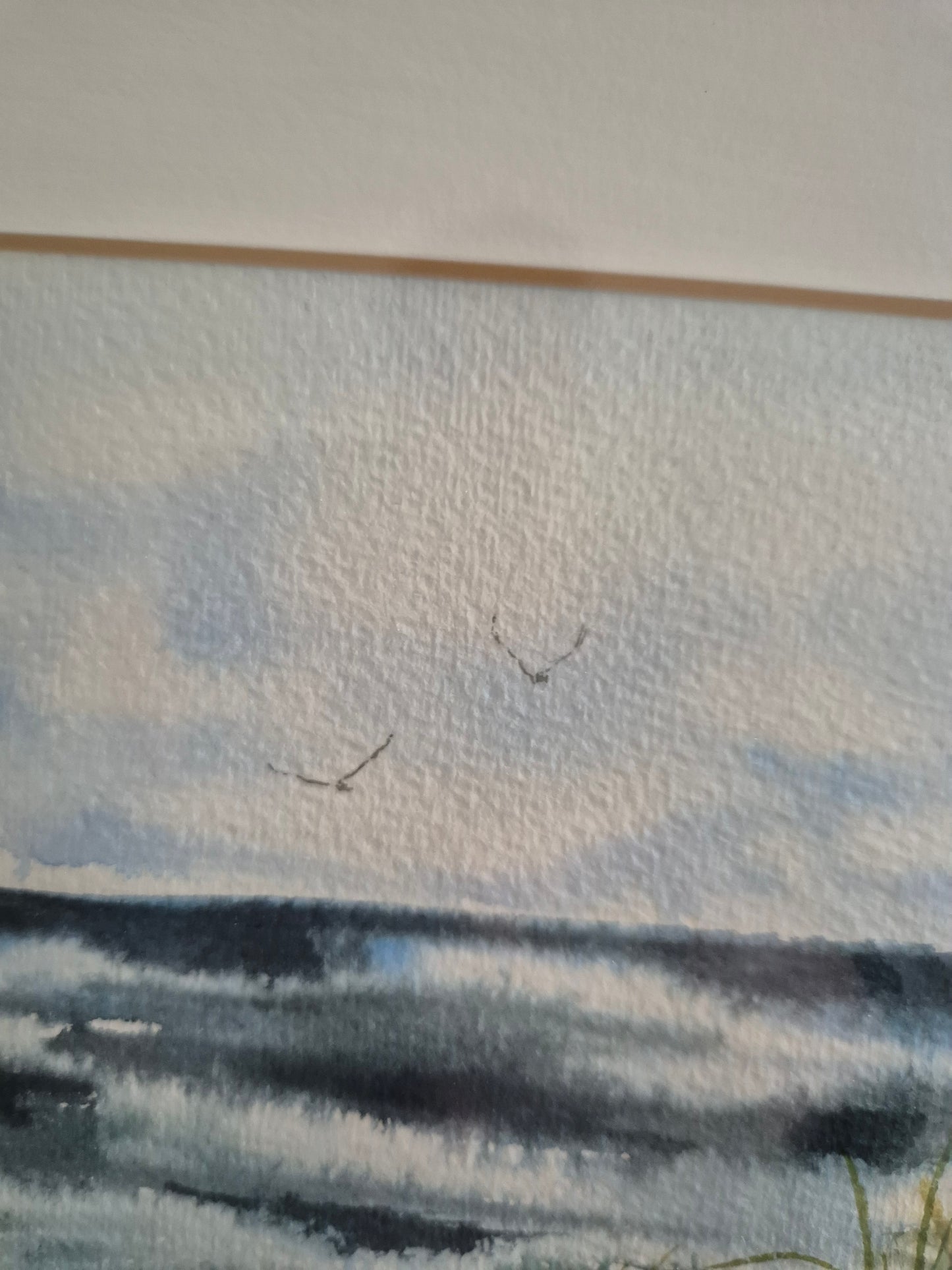 Aquarellmalerei (XX) Handsigniert Meereslandschaft mit Dünen 45x35 cm