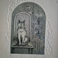 Willy Schneppenhorst (XX) Original Radierung Katze im Stuhl 26x32,5 cm