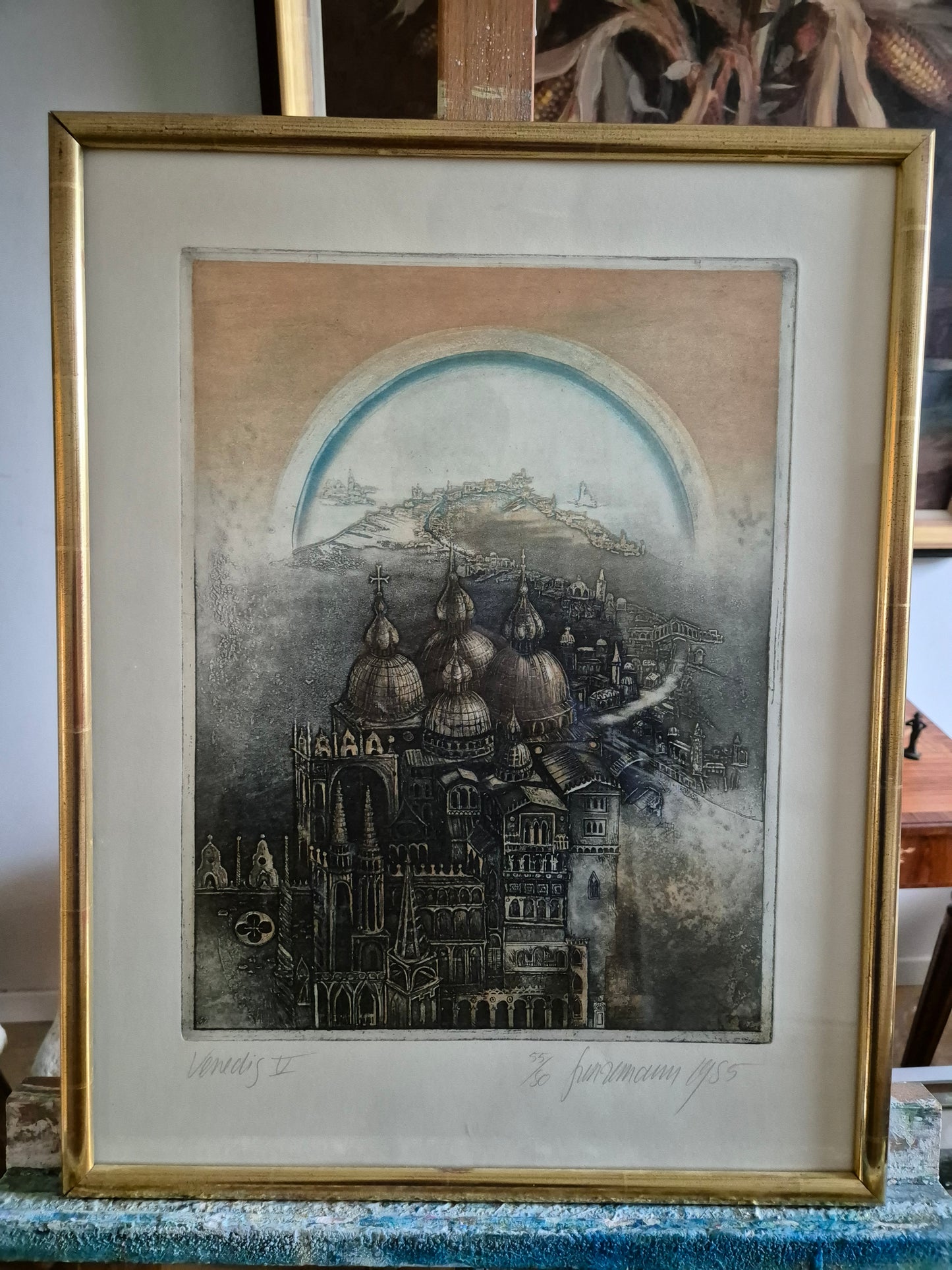 Original Lithographie Markusdom Venedig (1985) Kathedrale des Patriarchats