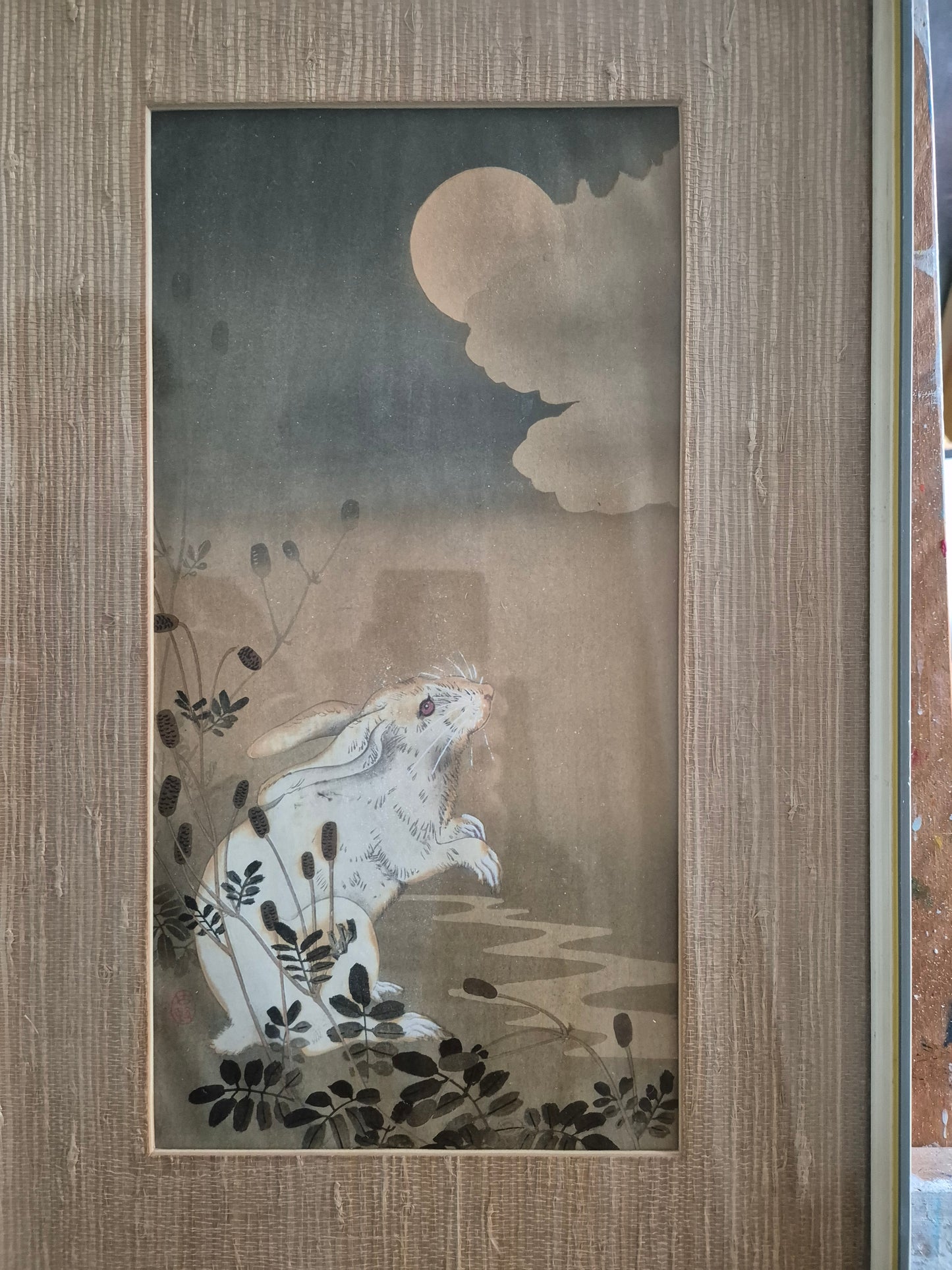 Ohara Koson (1877–1945) Farbholzschnitt Weißes Kaninchen Vollmond