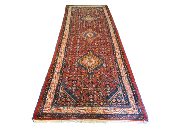 Perserteppich Orientteppich handgeknüpfter Malaya antiker Teppich 313x109cm