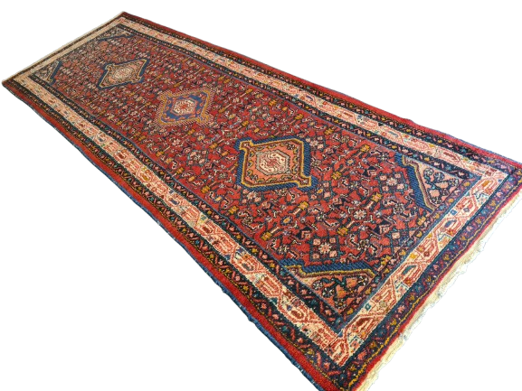 Perserteppich Orientteppich handgeknüpfter Malaya antiker Teppich 313x109cm