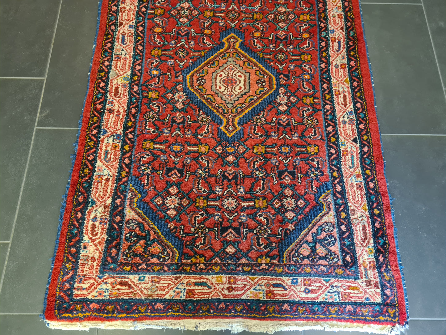 Perserteppich Orientteppich handgeknüpfter Malaya antiker Teppich 313x109cm