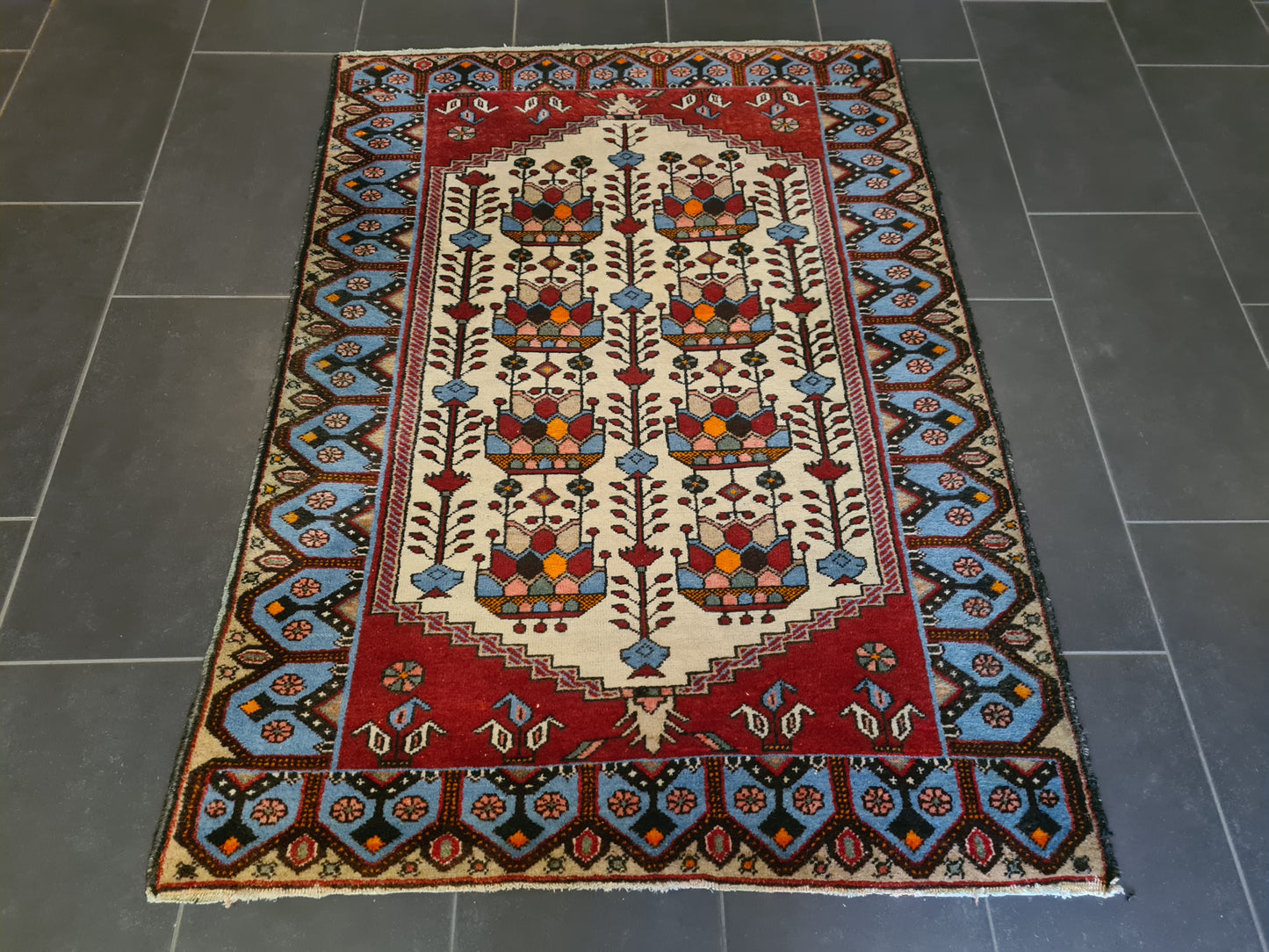 Perserteppich Orientteppich Handgeknüpfter Senneh Teppich antik fein 150x109cm