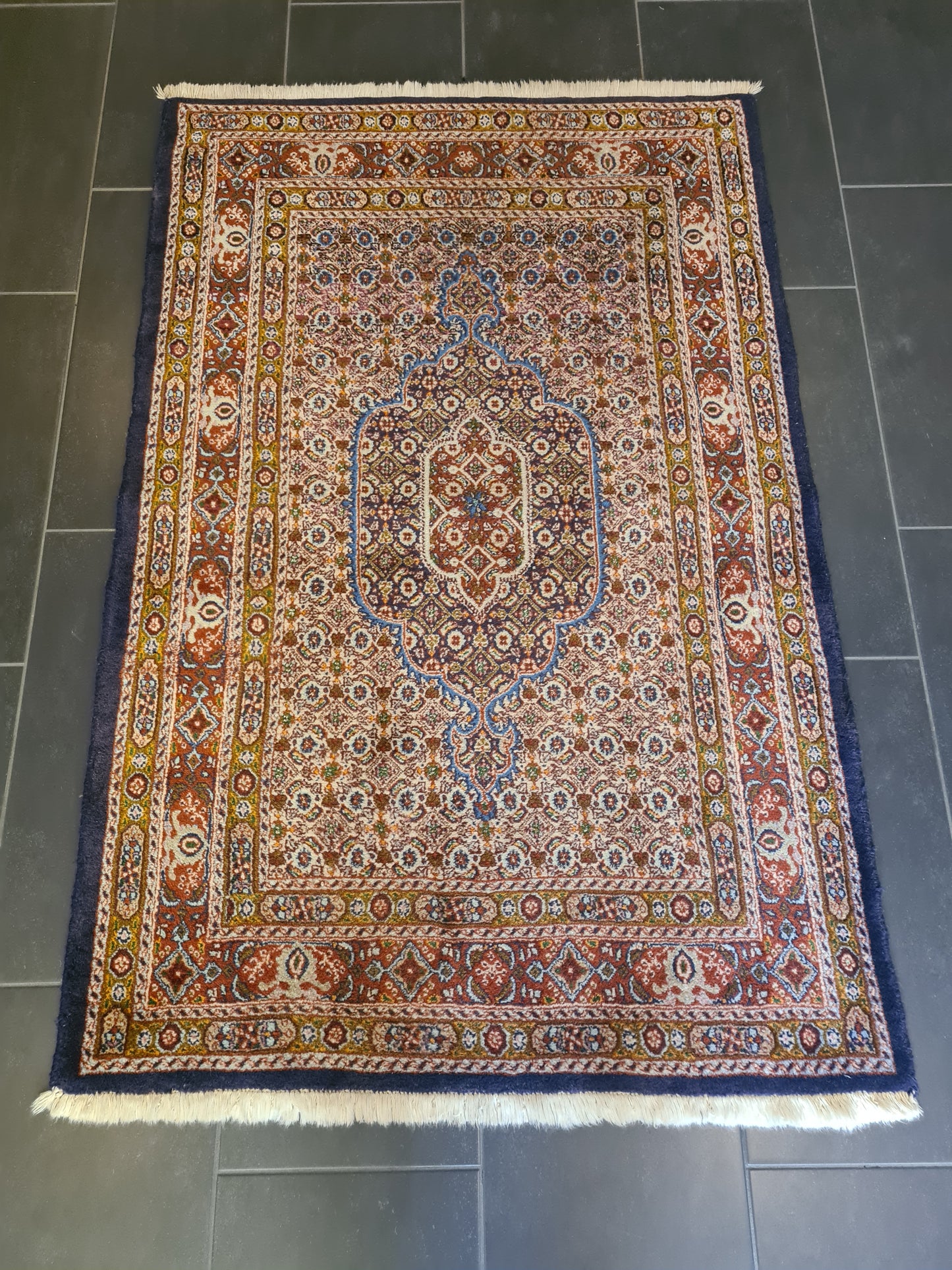 Perserteppich Orientteppich handgeknüpfter Moud Teppich fein 151x100cm