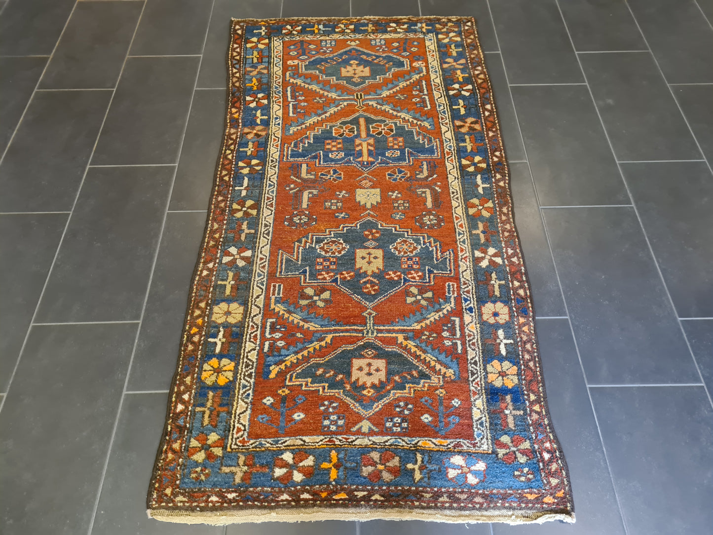 Perserteppich Orientteppich handgeknüpfter Heris antik feine 197x97cm