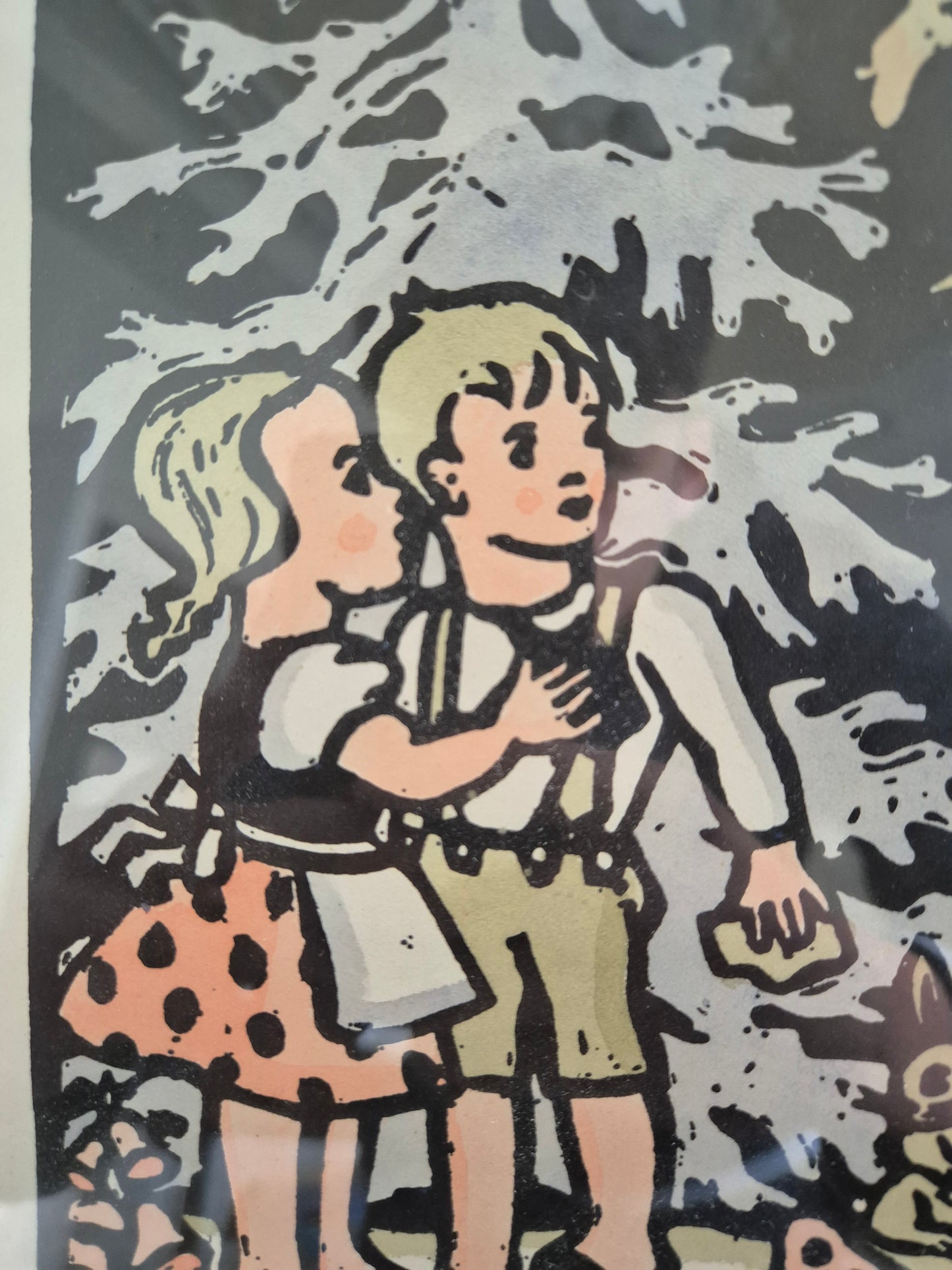 Hänsel und Gretel Original Holzschnitt Handsigniert 38x44cm