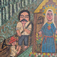 Jan Rybczyński (1937–2009) Ölgemälde Christliche Familie vor kleinem Haus