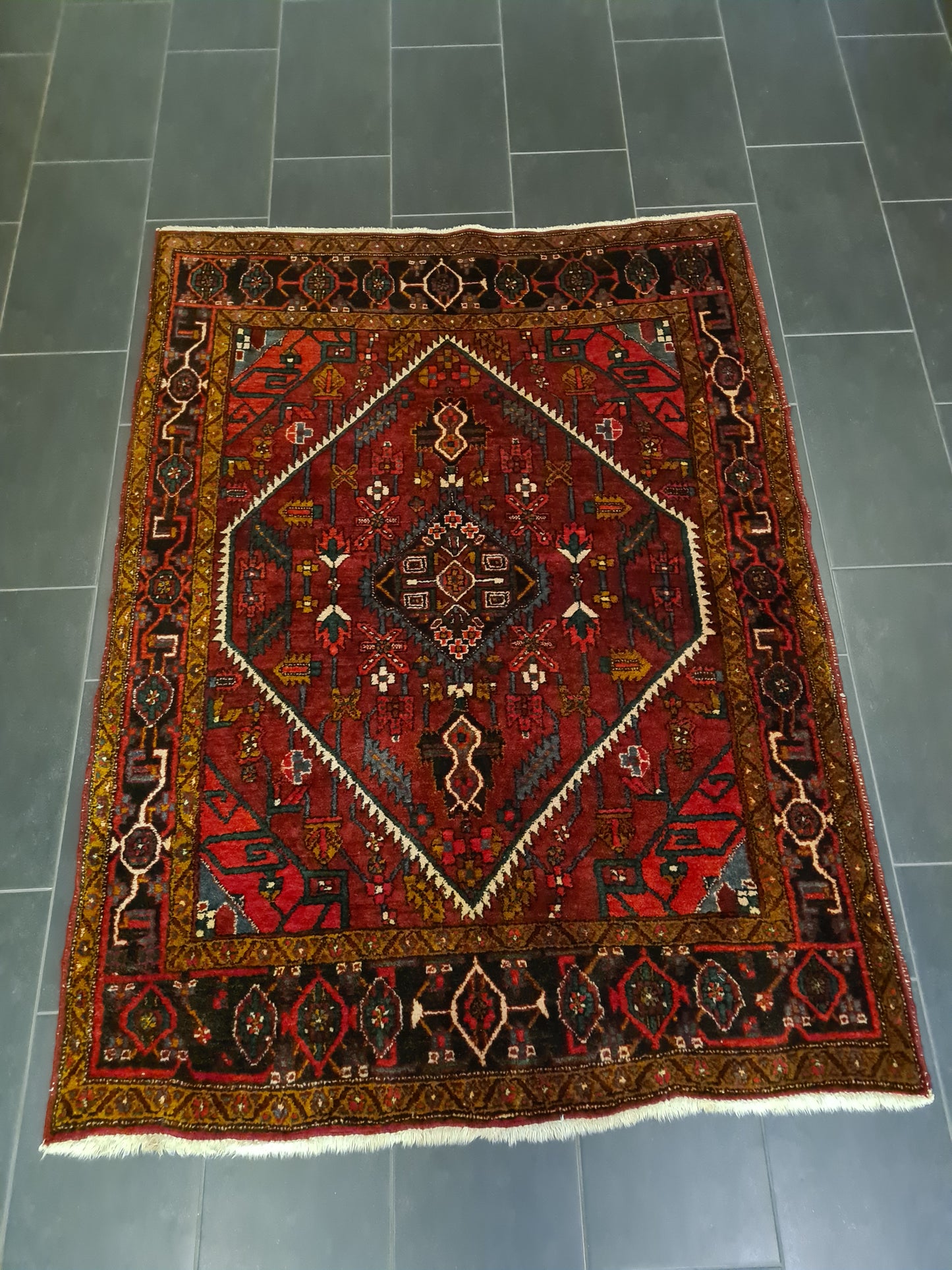 Perserteppich Orientteppich Handgeknüpfter Teppich Bidjar antik fein 196X145cm