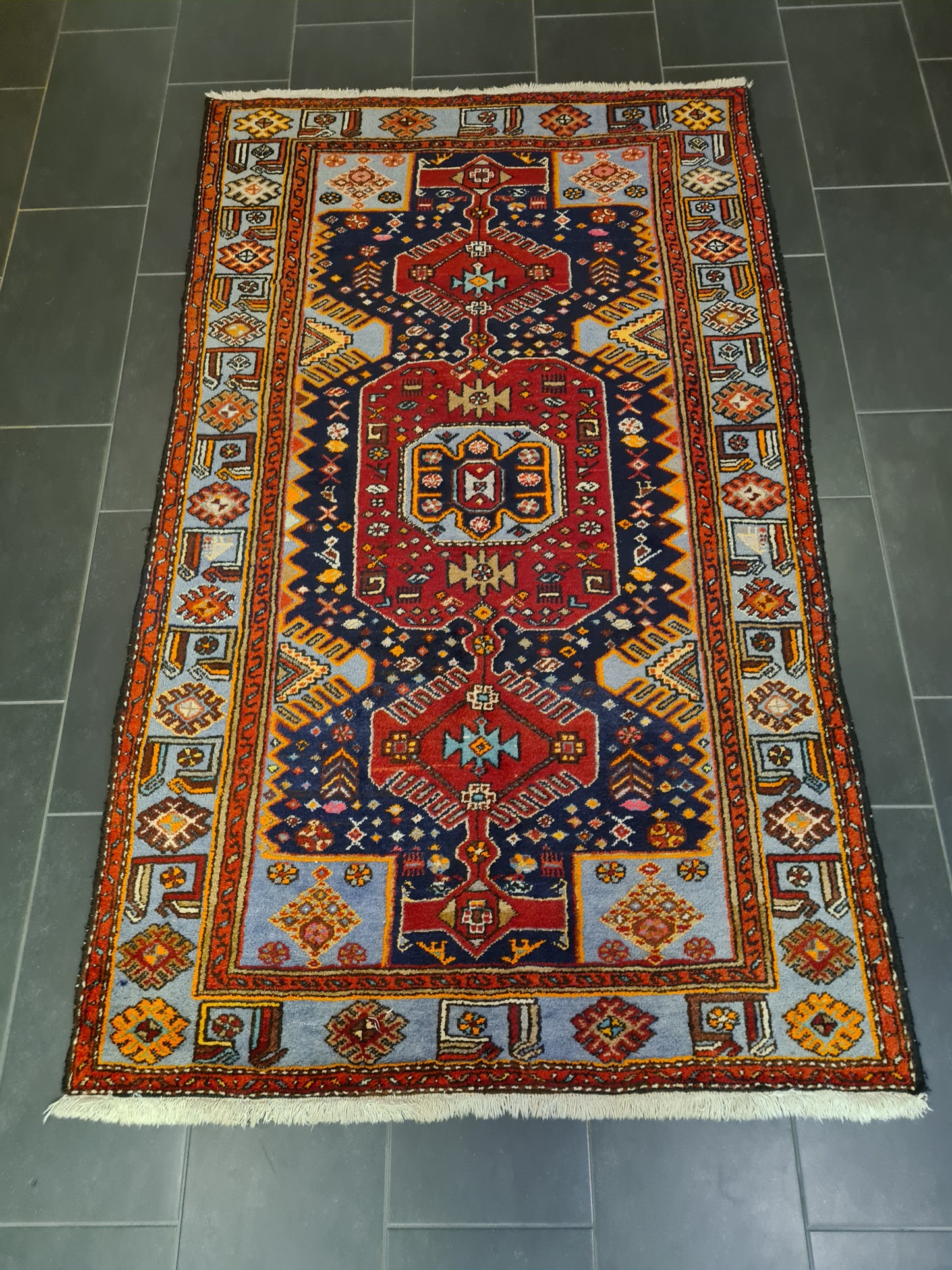 Perserteppich Orientteppich Handgeknüpfter Teppich Hamedan antik 218x130cm