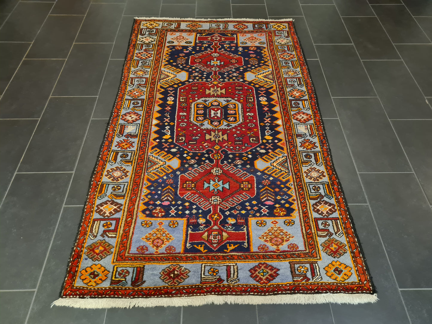 Perserteppich Orientteppich Handgeknüpfter Teppich Hamedan antik 218x130cm