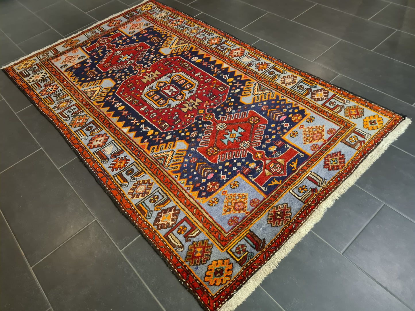 Perserteppich Orientteppich Handgeknüpfter Teppich Hamedan antik 218x130cm