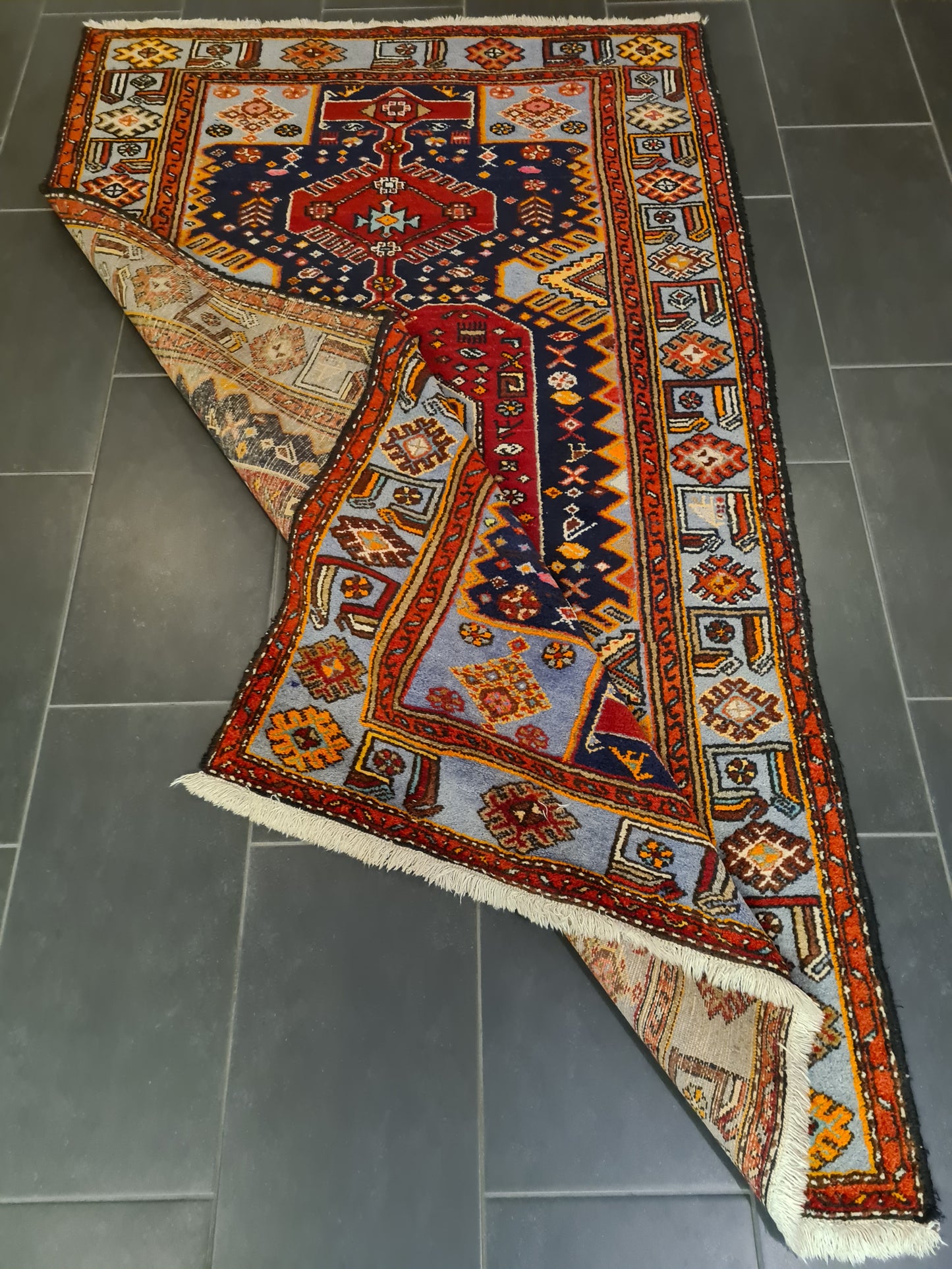 Perserteppich Orientteppich Handgeknüpfter Teppich Hamedan antik 218x130cm