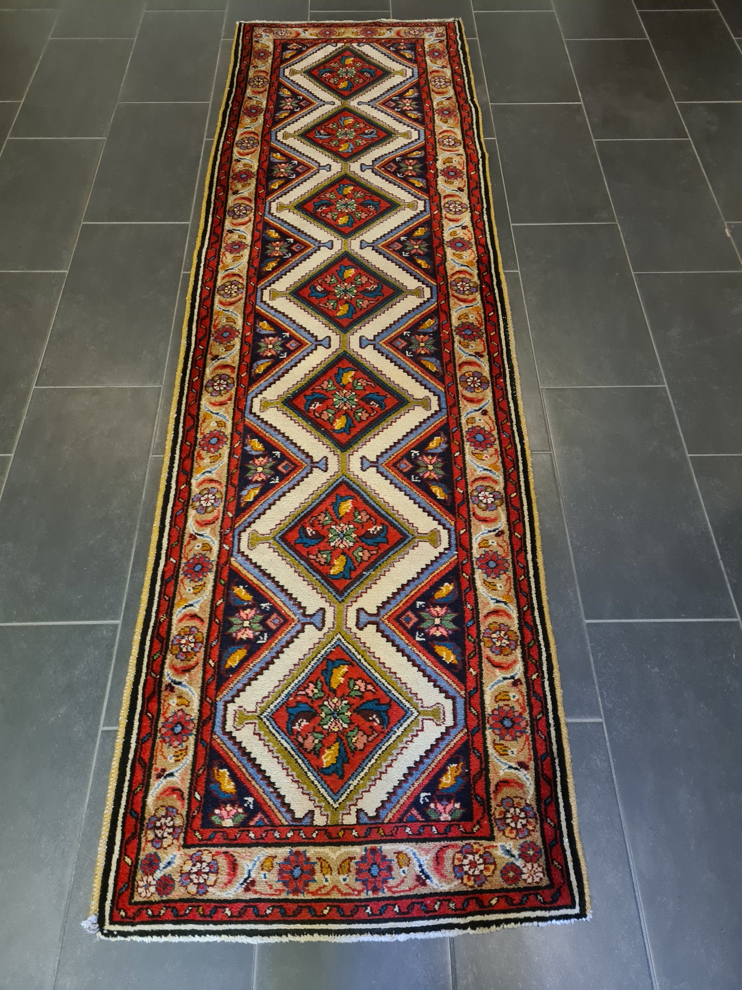 Perserteppich Orientteppich Läufer Handgeknüpfter Sarough Hamedan 285x81cm