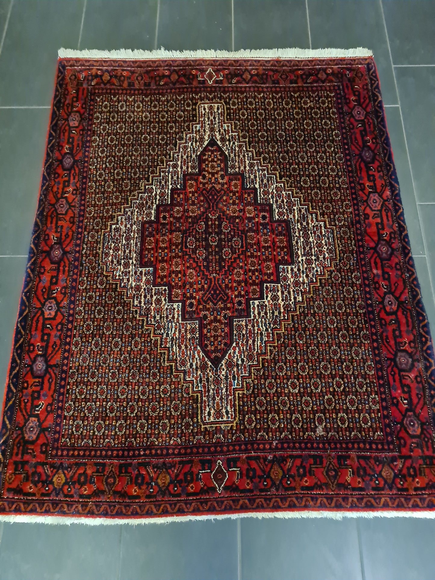 Perserteppich Orientteppich Handgeknüpfter Teppich Senneh Bidjar antik 160x122cm