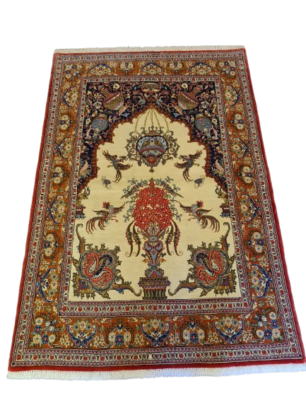 Perserteppich Orientteppich Handgeknüpfter Teppich Ghoum Meisterwerk fein 155x109cm