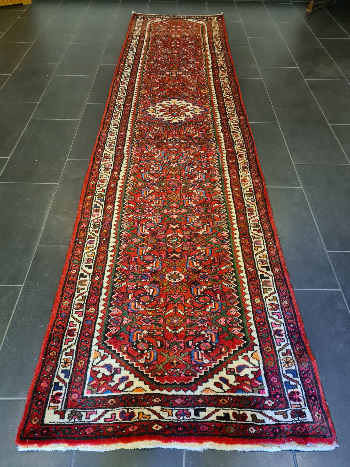 Perserteppich Orientteppich Handgeknüpfter Teppich Malaya Läufer 367x89cm