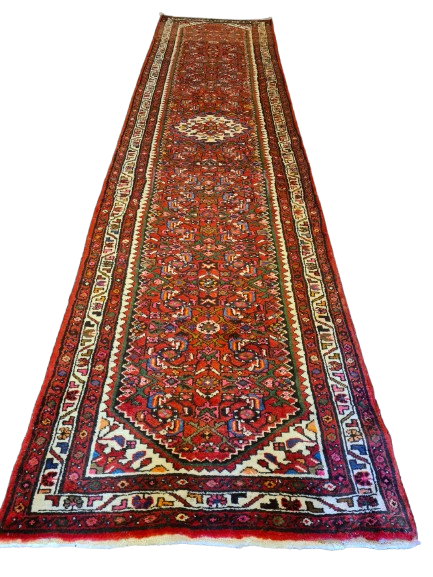 Perserteppich Orientteppich Handgeknüpfter Teppich Malaya Läufer 367x89cm