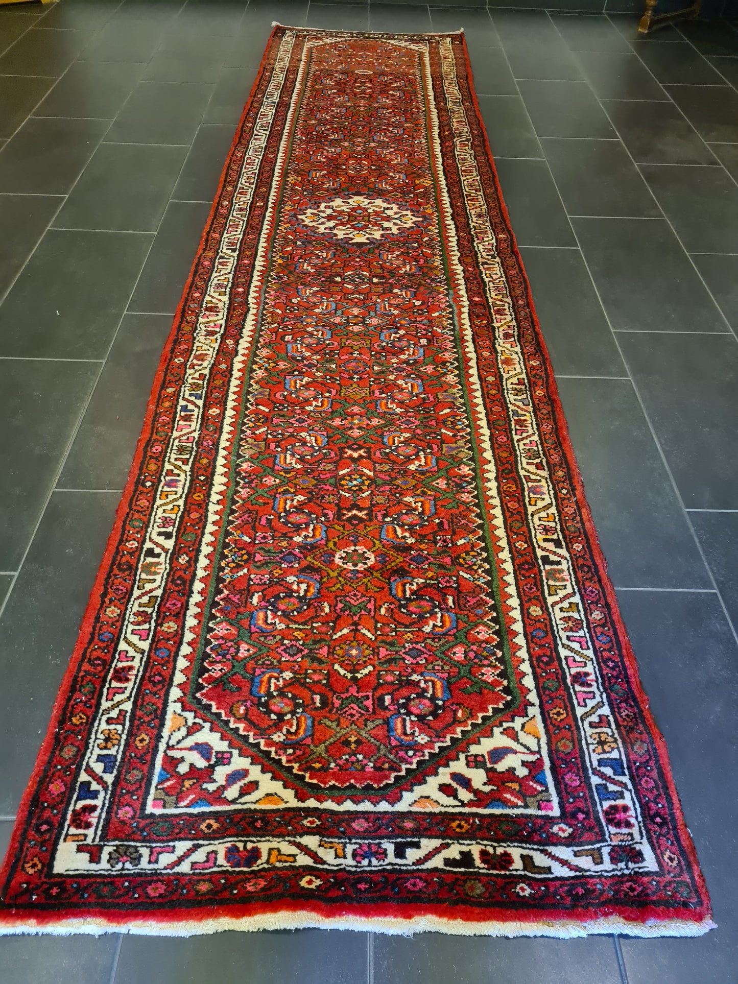 Perserteppich Orientteppich Handgeknüpfter Teppich Malaya Läufer 367x89cm