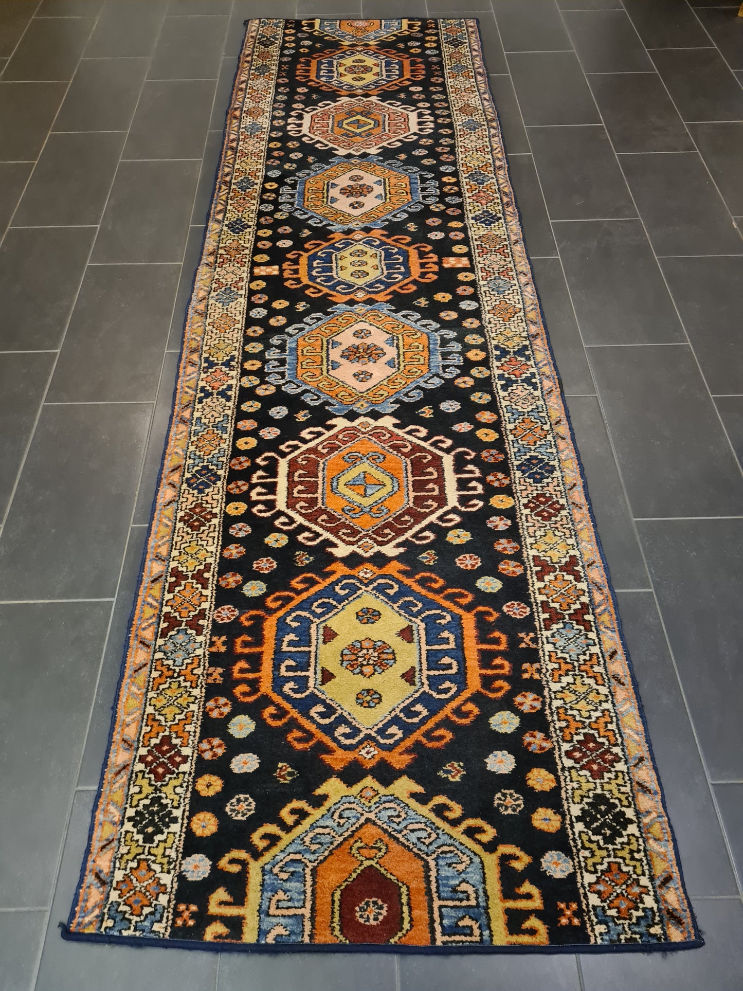 Perserteppich Orientteppich Handgeknüpfter Teppich Kazak Sammlerstück 360x107cm