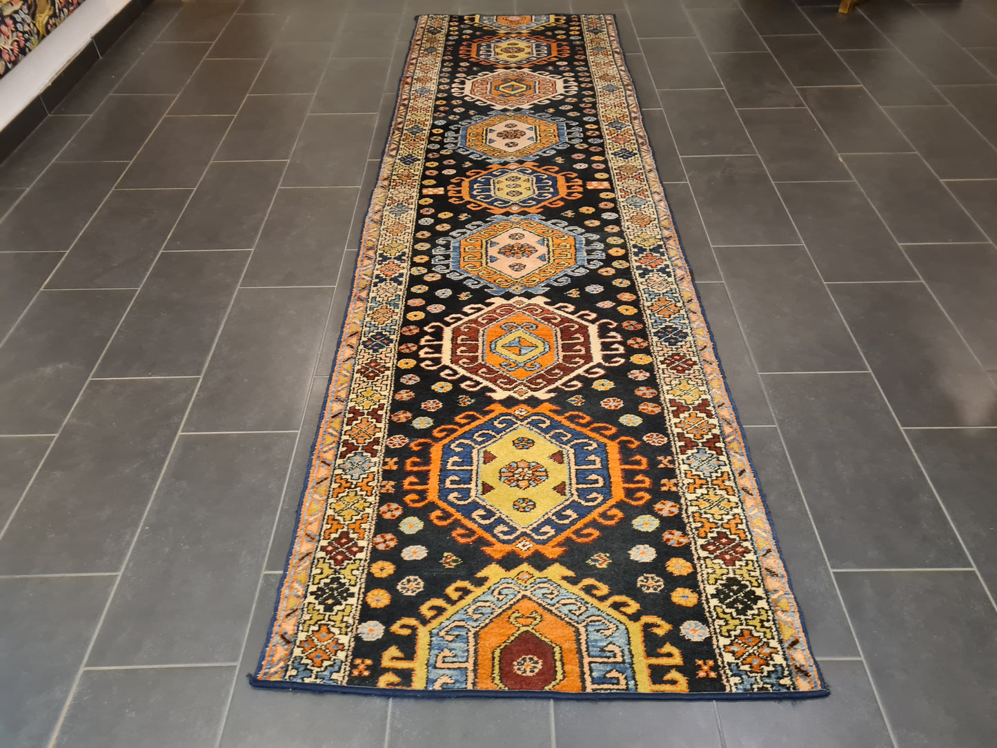 Perserteppich Orientteppich Handgeknüpfter Teppich Kazak Sammlerstück 360x107cm