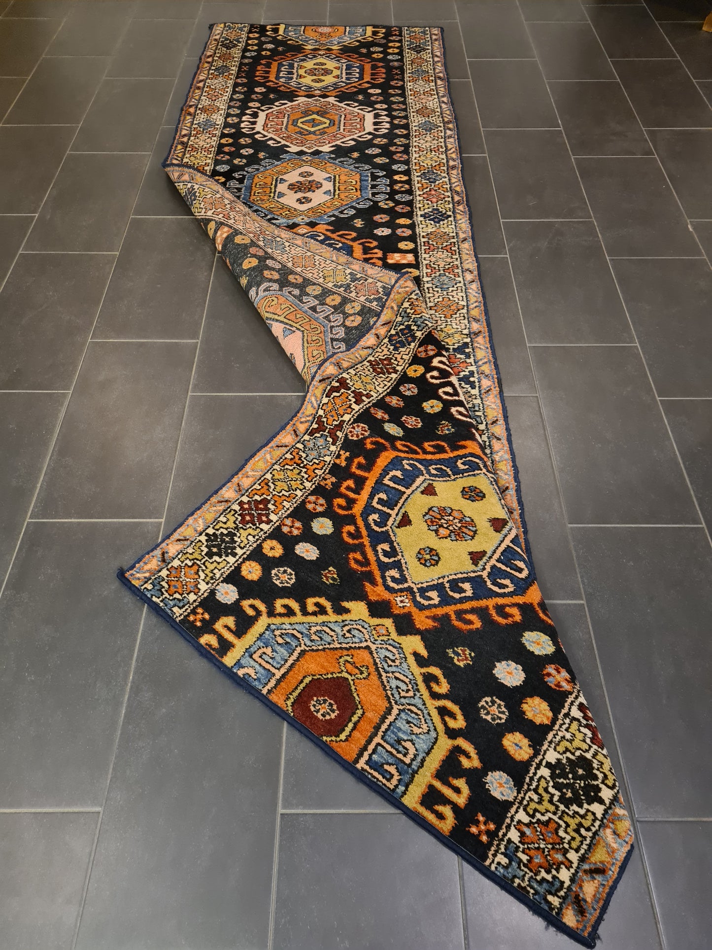 Perserteppich Orientteppich Handgeknüpfter Teppich Kazak Sammlerstück 360x107cm